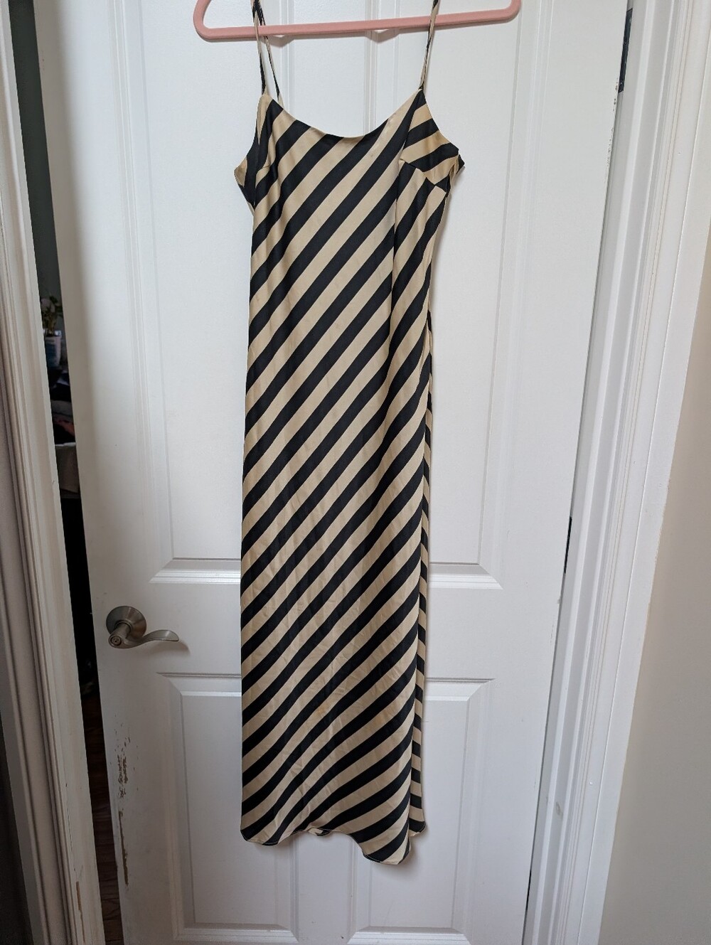 Endless Rose Stripe Slip Dress in Black and Cream Sz S